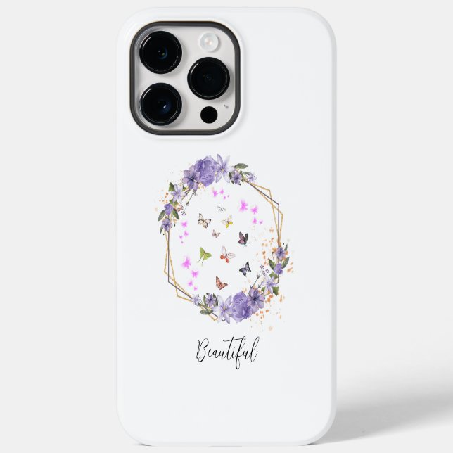 Coques Case-Mate iPhone Papillon d'aquarelle Purple Flore Motifs (Verso)