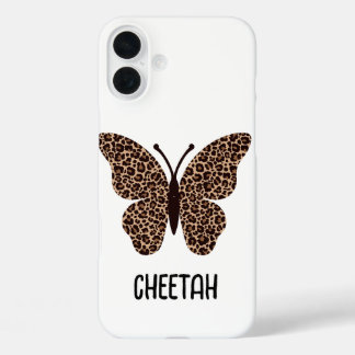 Coques iPhone 16 Plus papillon imprimé guépard mignon 