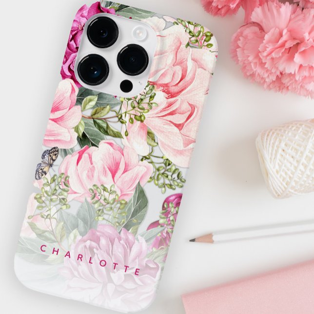 Coques Case-Mate iPhone Papillon Jardin rose Floral (Créateur téléchargé)