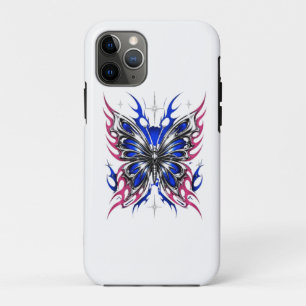 Case-Mate iPhone Case Papillon métallique bleu rose flammes – Gothique