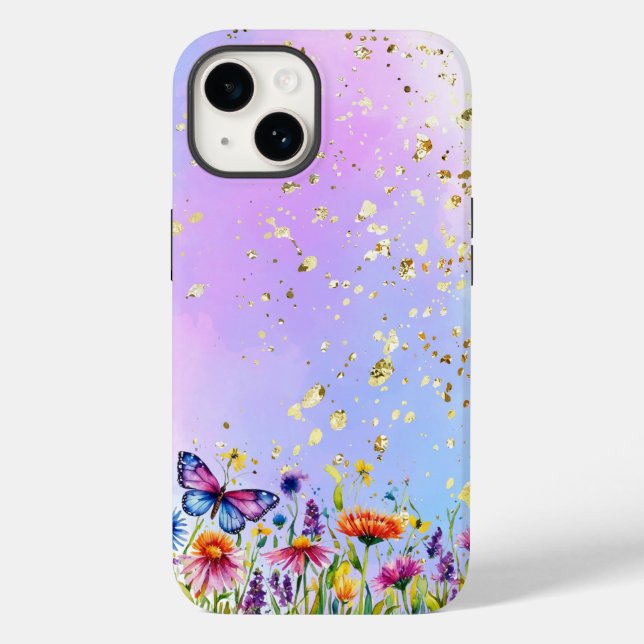 Coques Case-Mate iPhone Papillon mignon et base pastel douce (Verso)