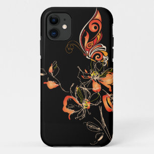 Coque iPhone 11 Papillon orange Abstrait et floral
