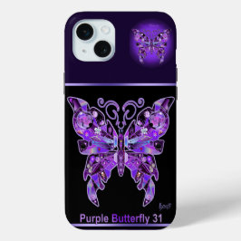 Coque iPhone 15 Mini Papillon pourpre 31