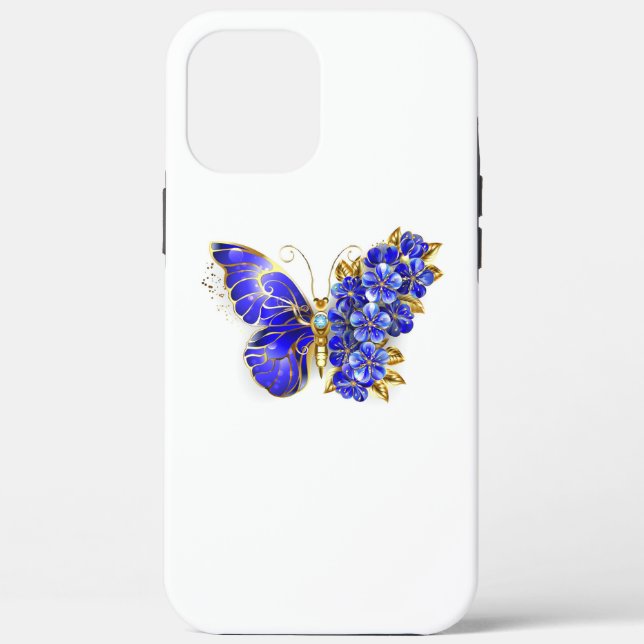 Coques Case-Mate iPhone Papillon saphir à fleurs (Verso)