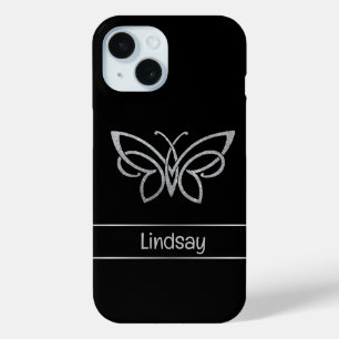 Coque Pour iPhone 15 Papillon Tribal personnalisé Parties scintillant d