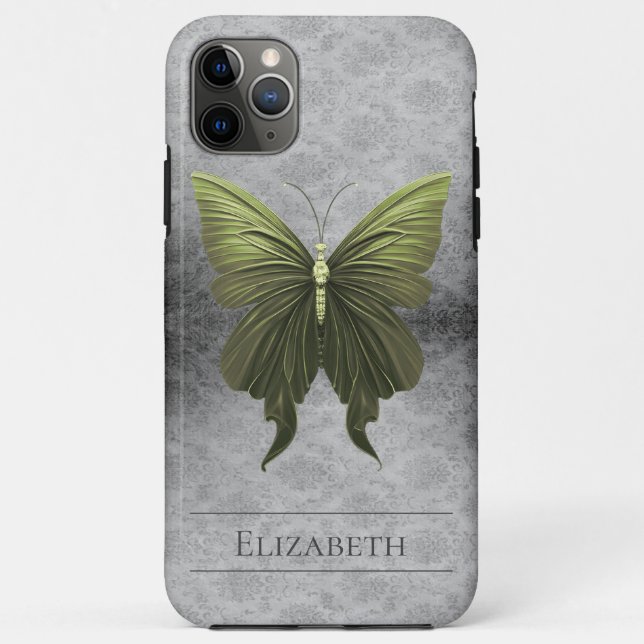 Coques Case-Mate iPhone Papillon vert à bijoux Damas (Dos)