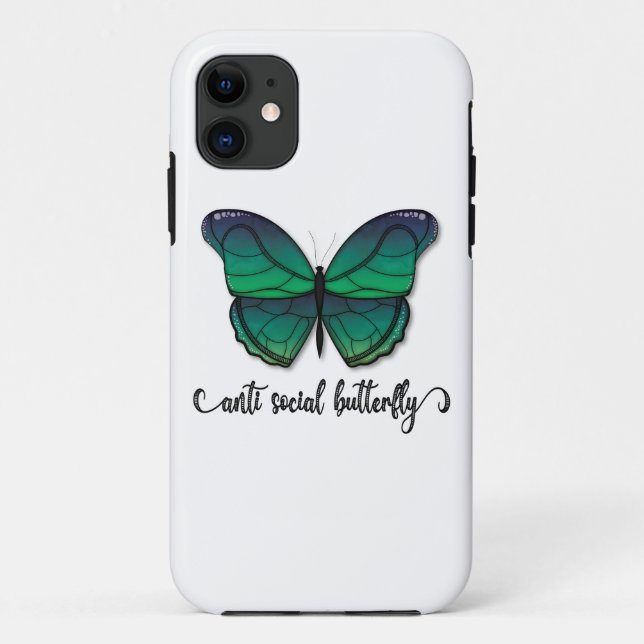 Coques Case-Mate iPhone Papillon vert anti-social (Dos)