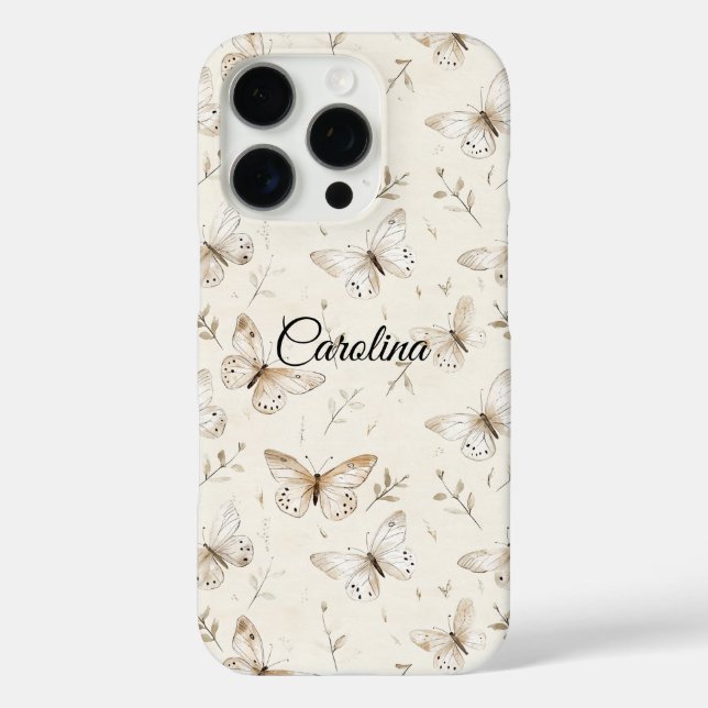 Coques Case-Mate iPhone Papillons à crème chic (Verso)
