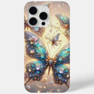 Coque iPhone 15 Pro Max Papillons à parties scintillant étincelante Boîtie