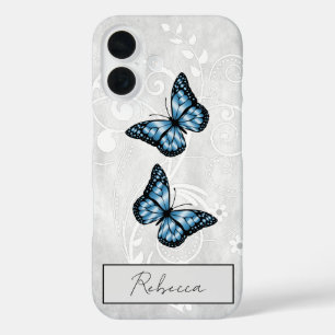 Coques iPhone 16 Papillons Bleus brillants
