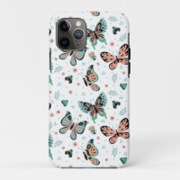 Papillons colorés et fleurs motif