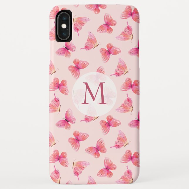 Coques Case-Mate iPhone Papillons d'aquarelle Monogram Blush (Dos)