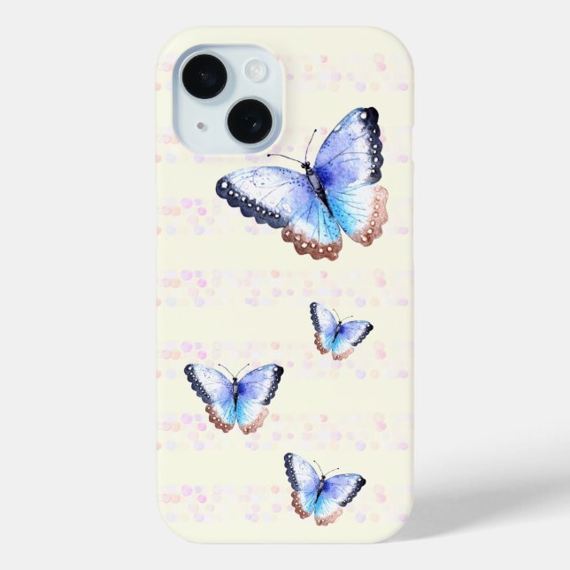 Coques Case-Mate iPhone Papillons d'aquarelle sur les rayures légères de B (Verso)