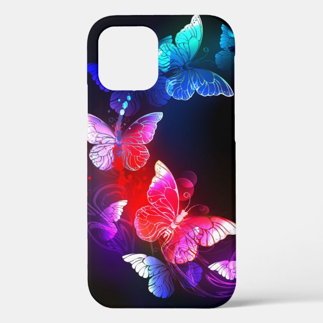 Coques Case-Mate iPhone Papillons de nuit Neon brillants sur arrière - pla (Verso)
