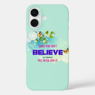 Coques iPhone 16 Papillons et fleurs avec citation magique