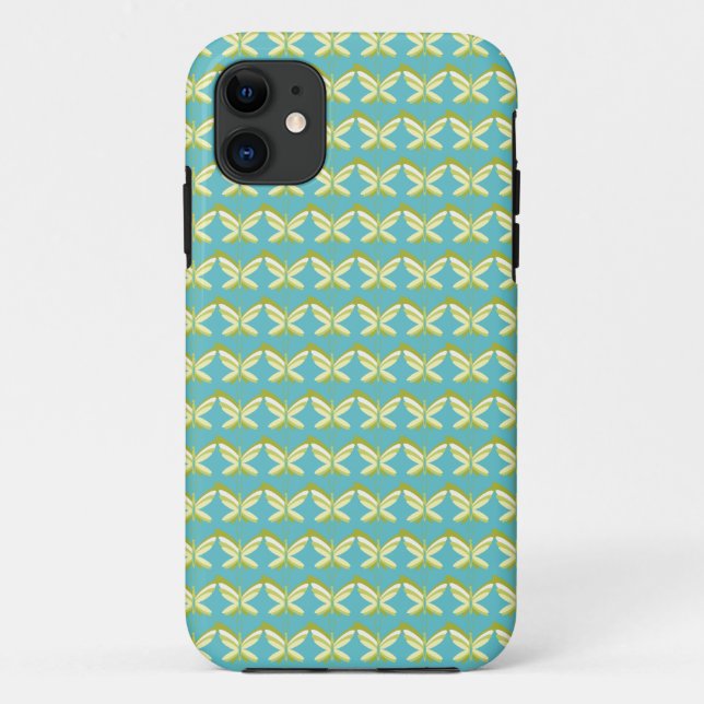 Coques Case-Mate iPhone Papillons jaunes sur bleu (Dos)