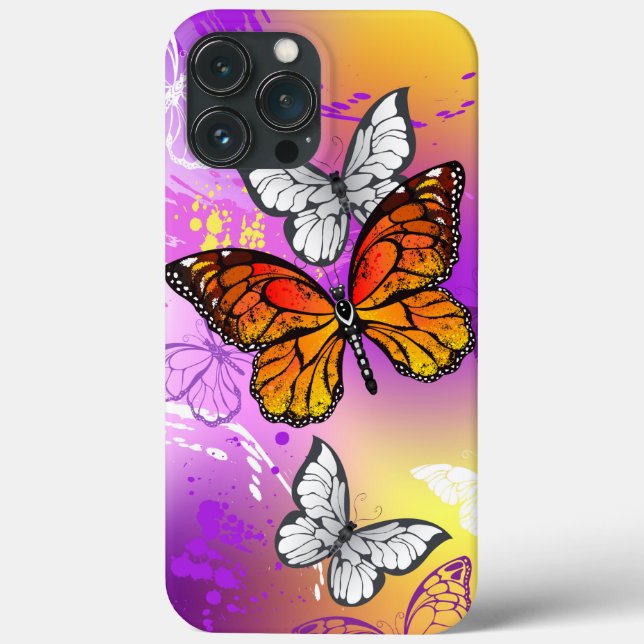 Coques Case-Mate iPhone Papillons Monarque sur Arrière - plan pourpre (Verso)