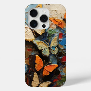 Coque iPhone 15 Pro Papillons Mouches Parmi La Peinture Nature Vibrant