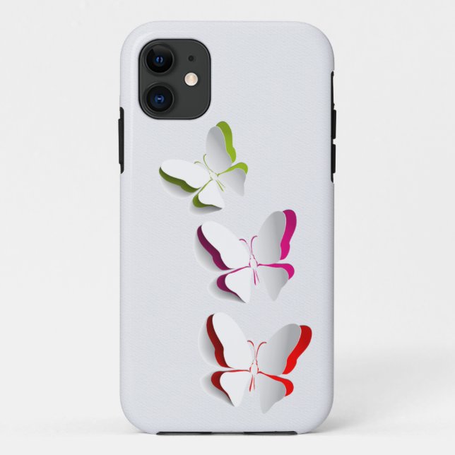 Coques Case-Mate iPhone Papillons néons sur blanc (Dos)