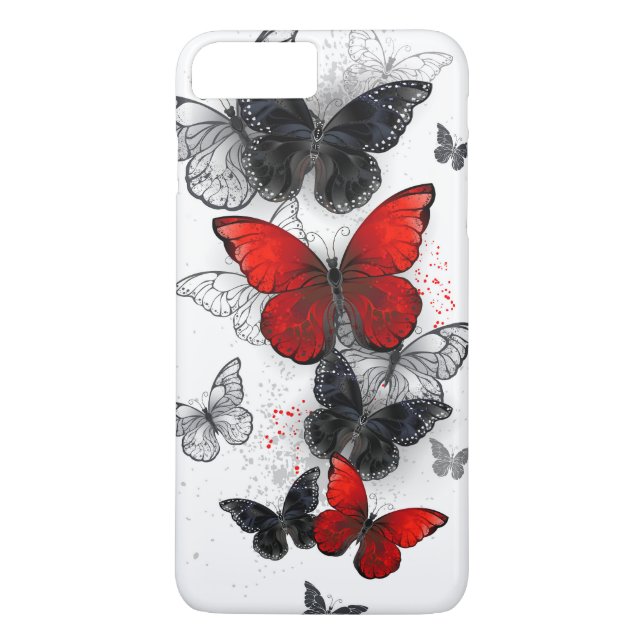 Coques Case-Mate iPhone Papillons noirs et rouges volants (Dos)