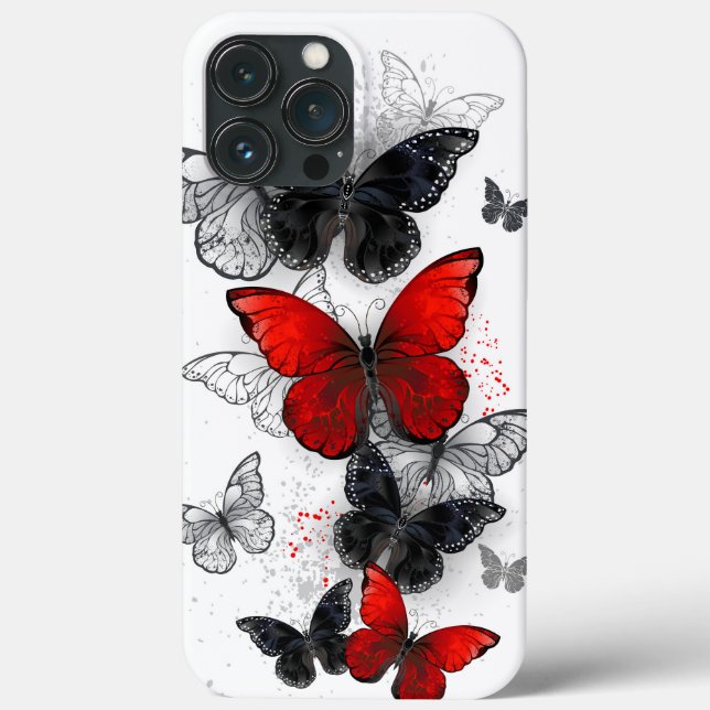 Coques Case-Mate iPhone Papillons noirs et rouges volants (Verso)