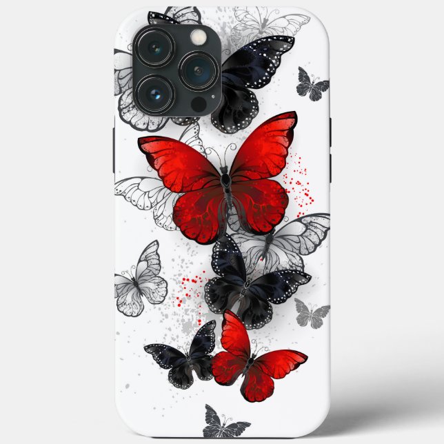 Coques Case-Mate iPhone Papillons noirs et rouges volants (Verso)