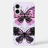 Papillons noirs, roses, violets