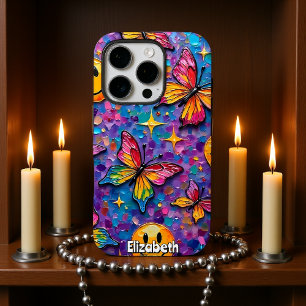 Coques iPhone 16 Pro Papillons super : Vibes Joyeuses Rétro