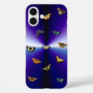 Coques iPhone 16 Plus Papillons sur arc-en-ciel violet