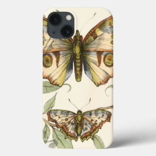 iPhone 13 Coque Papillons tandem au-dessus de feuille vert