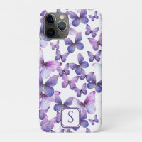 Papillons violets Moderne Élégant Monogramme perso