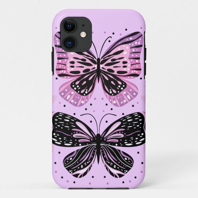 Coques Case-Mate iPhone Papillons violets roses (Dos)