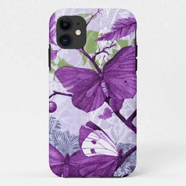 Coques Case-Mate iPhone Papillons violets sur une branche (Dos)