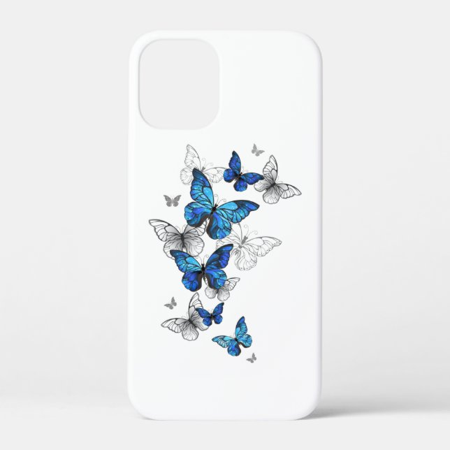 Coques Case-Mate iPhone Papillons volants bleus Morpho (Verso)
