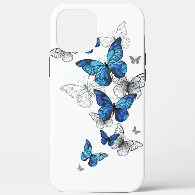 Coques Case-Mate iPhone Papillons volants bleus Morpho (Verso)