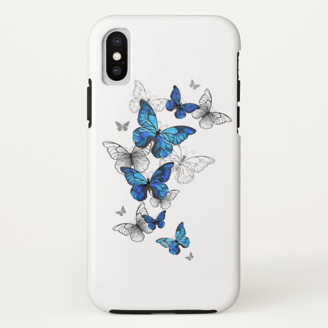 Coques Case-Mate iPhone Papillons volants bleus Morpho (Dos)