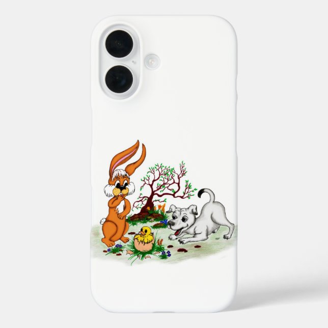 Coques Case-Mate iPhone Pâques - Chiot Capo Rabbit et Chick (Verso)