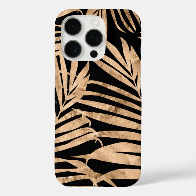 Coques Case-Mate iPhone Paradise Palm Hawaiian Tropical- Or et Noir  (Verso)