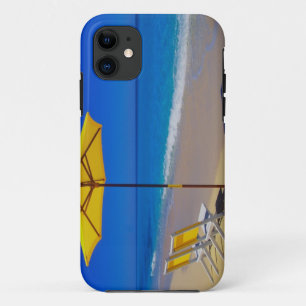 Case-Mate iPhone Case Parapluie de plage jaune et chaises sur une plage