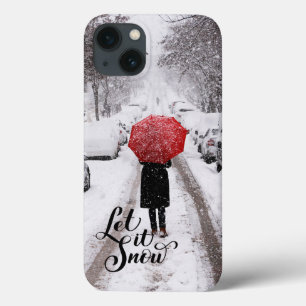Case-Mate iPhone Case Parapluie rouge en hiver Wonderland - Let It Snow