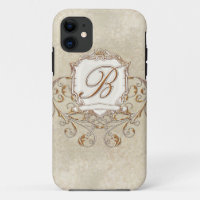 Parchemin De Dentelle Baroque Swirl Monogramme Ini