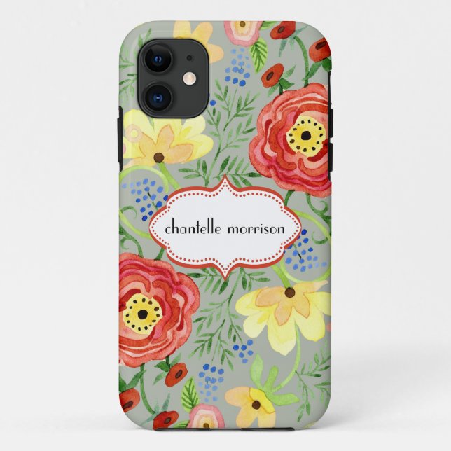 Coques Case-Mate iPhone Parenthèse rose de feuille florale moderne de (Dos)