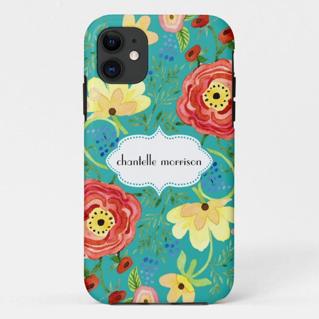 Coques Case-Mate iPhone Parenthèse rose de feuille florale moderne de (Dos)