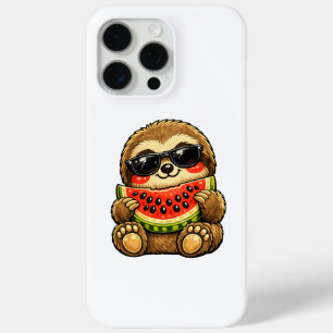 Coque iPhone 15 Pro Max Paresseux mignon avec pastèque