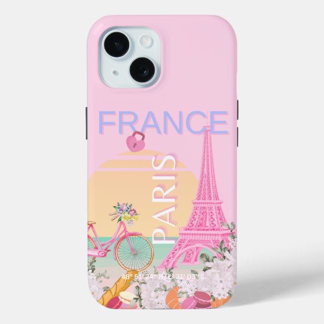 Coques Case-Mate iPhone Paris, France, Travel Art, Preppy, Pastel, Rose (Verso)