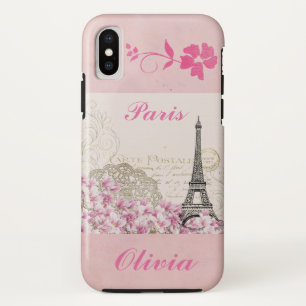 Case-Mate iPhone Case Paris Tour Eiffel Vintage Fleurs roses Ajouter un