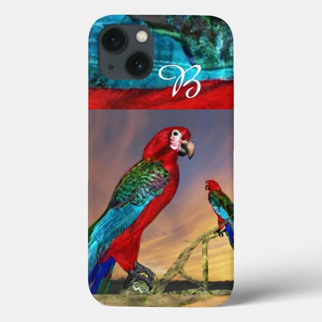 COQUES Case-Mate iPhone PARROTS HYPER / MONOGRAMME ARA ROUGE (Verso)