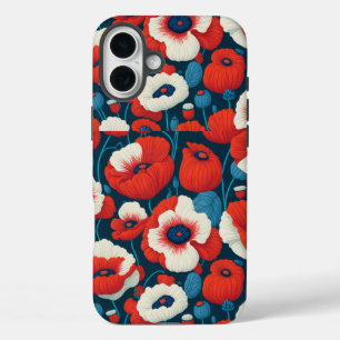 Coques iPhone 16 Plus Partenaire floral rouge et blanc