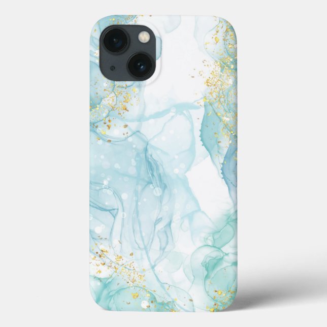 Coques Case-Mate iPhone Parties scintillant aquarelle Turquoise Blue iPhon (Verso)