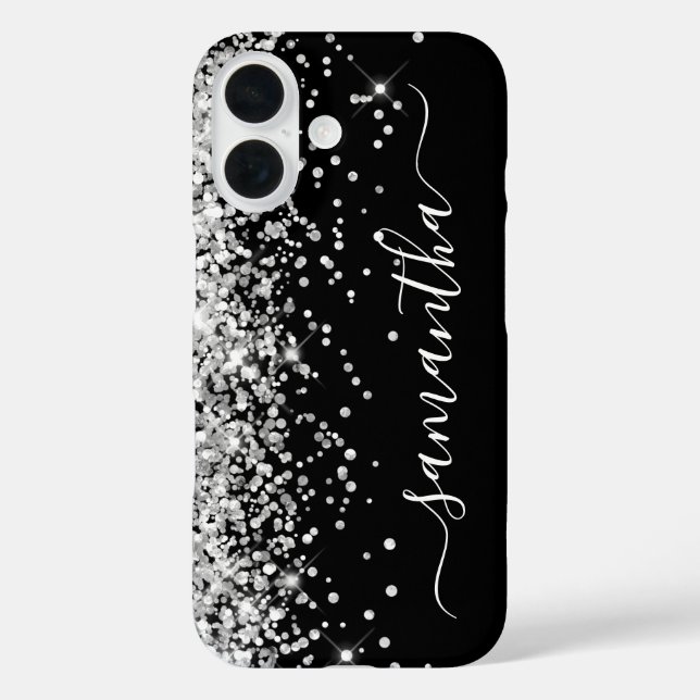 Coques Case-Mate iPhone Parties scintillant argent Black Girl Signature (Verso)